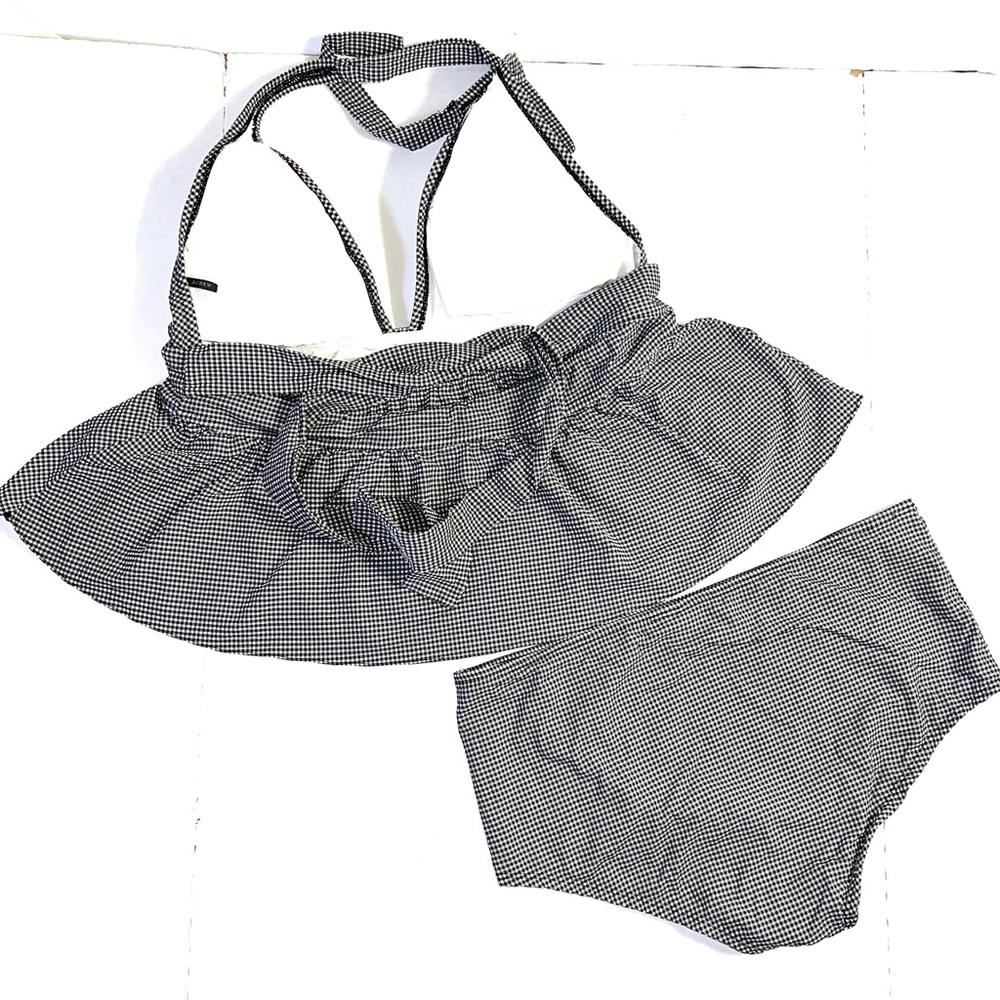 J. Crew Navy and White Gingham Halter Peplum Bikini - Picture 4 of 15